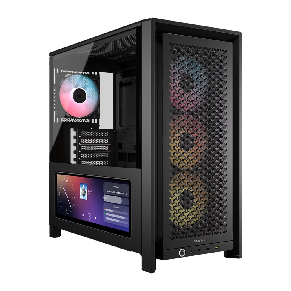 Corsair CC-9011326-WW FRAME 4000D LCD RS ARGB Premium Mid-Tower PC Case - Black, ATX/E-ATX, TG panel, LCD, 430mm GPU, 170mm CPU clr, 360mm rad, USB-C, 2yr wty - Image 1