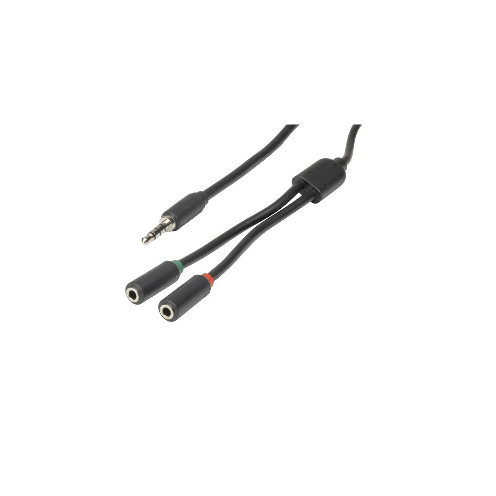 Leader WA7020 Digitech 3.5mm 4 Pole Plug to 2 x 3.5mm Socket Cable - 250mm - Image 1