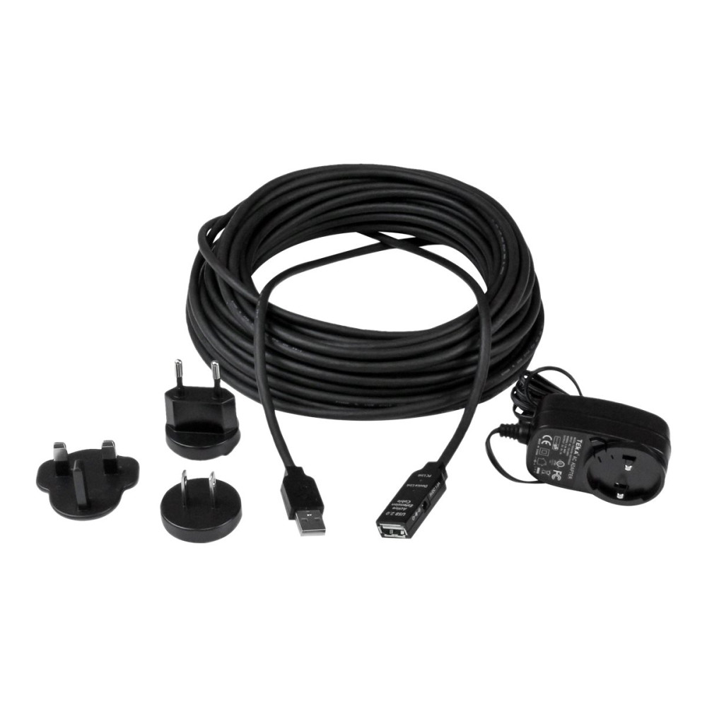 StarTech USB2AAEXT10M 10M USB2.0 A TO A EXTENSION CABLE, M/F, BLACK, LED, LTW - Image 2
