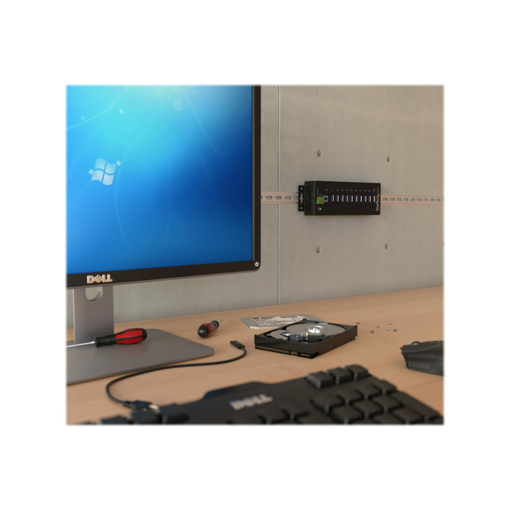 StarTech ST1030USBM 10 PORT USB 3.0 HUB, INDUSTRIAL, METAL, ESD & SURGE PROTECTION, MOUNT, 2YR - Image 4
