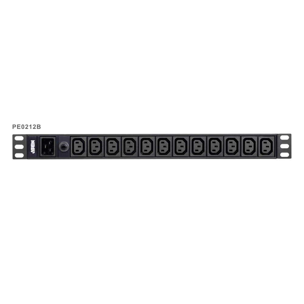 Aten PE0212G-AT-G 12-Port 15A Power Distriubiton Unit - Basic PDU, 1U Rackmount Design 12x C13, Overload protection - Image 1