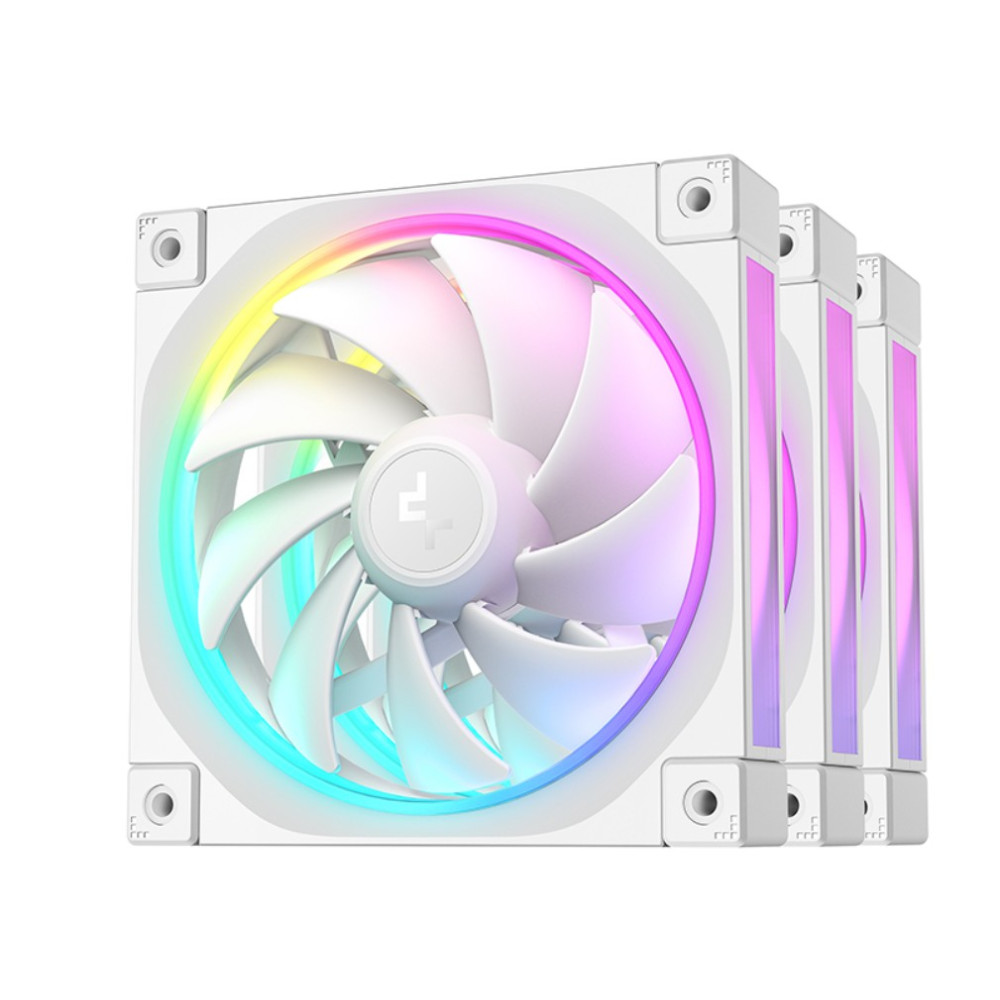 DEEPCOOL R-FL12-WHAPN3-G FL12 3IN1 WH (3-Pack) 120mm Unique ARGB Fans, Low Noise, 4-pin PWM, Fluid Dynamic Bearing, Addressable RGB LED - Image 1