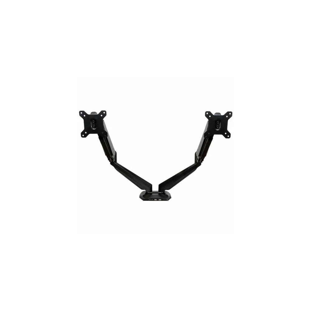 StarTech ARMSLIMDUO Dual Monitor Arm, USB Hub and Audio Ports in Base, Monitors up to 32" (17.6lb/8kg), VESA Monitor Stand Desk Mount - Increase productivity by mounting two monitors up to 32" , with full-motion articulation - Dual-Monitor Arm - - Image 1