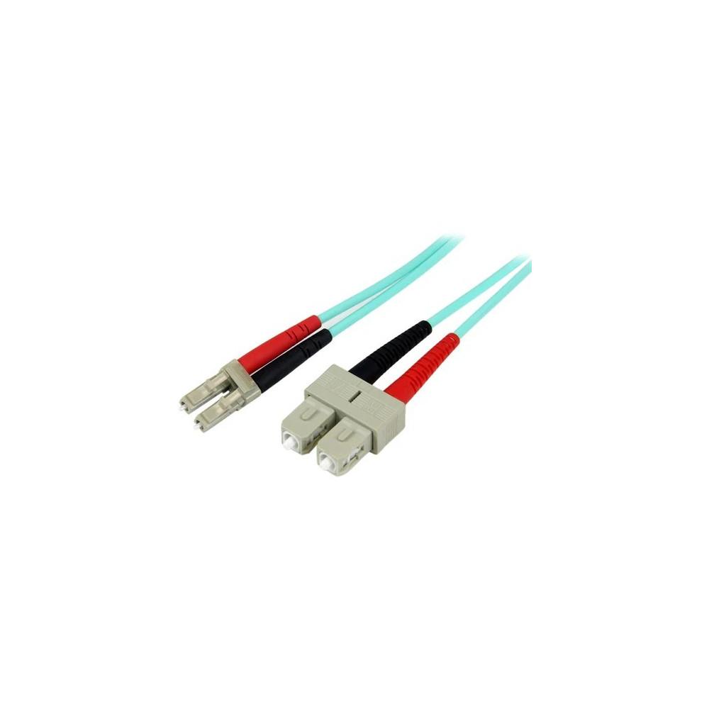 StarTech A50FBLCSC2 2m (6ft) LC/UPC to SC/UPC OM3 Multimode Fiber Optic Cable, Full Duplex 50/125 Zipcord, 100G, LSZH Fiber Jumper Cord - 2m (6.6ft) OM3 Multimode LC/SC-UPC Fiber Cable; 1/10/40/100 Gbps Full Duplex; 50/125um Core w/ Aramid Sheath; Bandwid