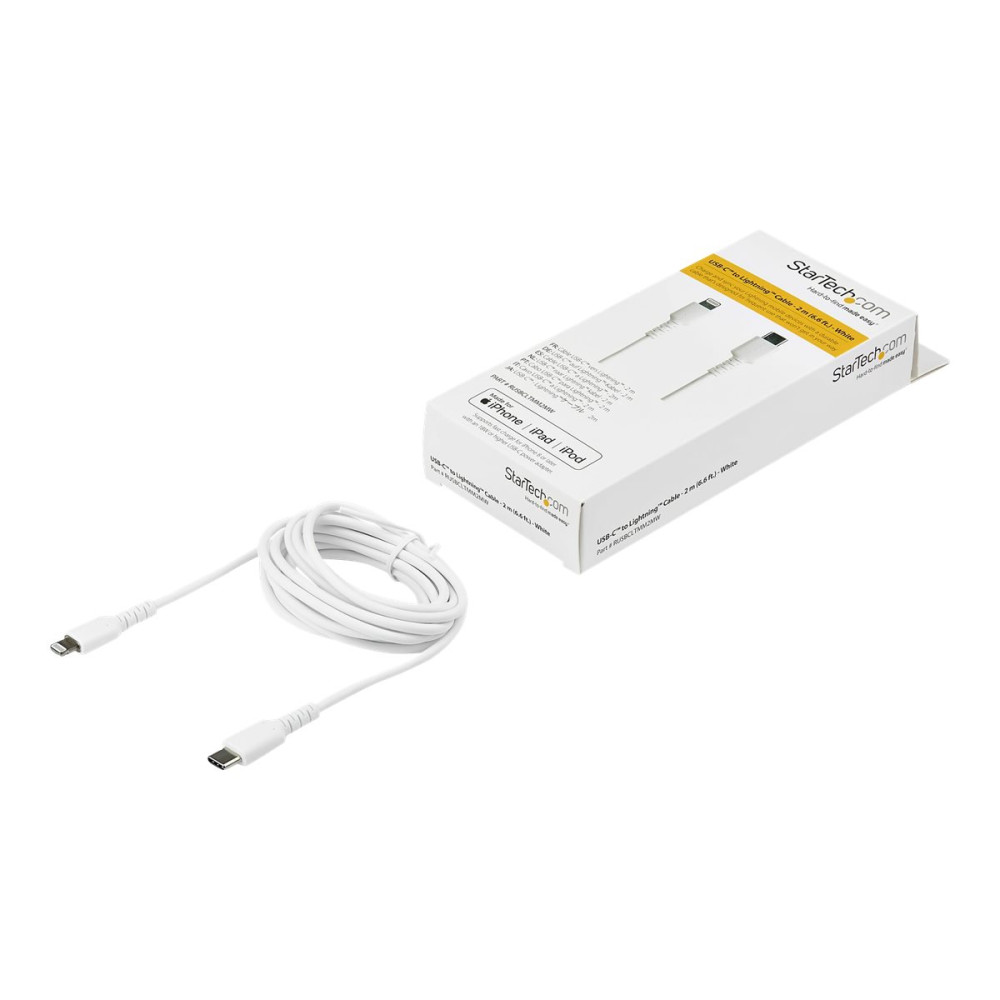 StarTech RUSBCLTMM2MW 2M USB-C TO LIGHTNING CHARGE/SYNC CABLE, DURABLE, MFi, WHITE, 2YR - Image 5