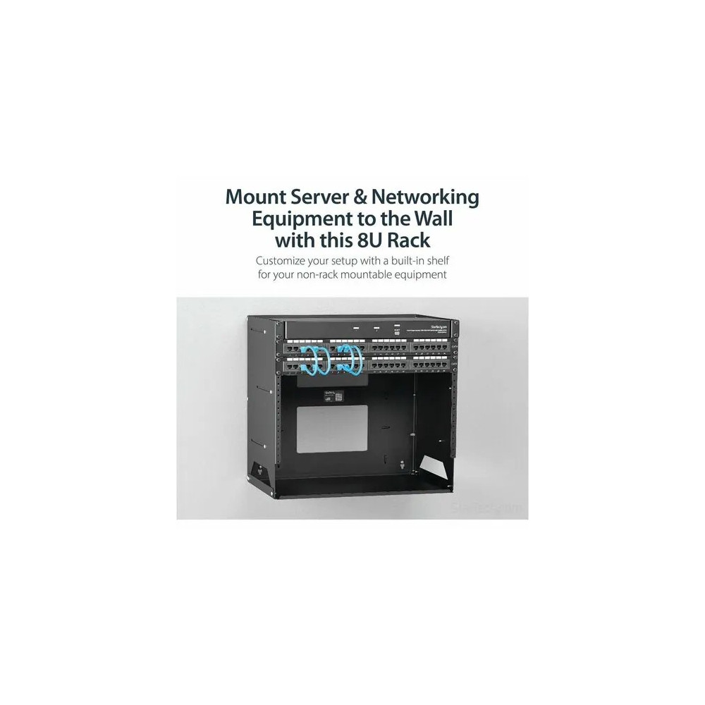 StarTech WALLSHELF8U 2 POST 8U OPEN FRAME WALL MOUNT NETWORK RACK, BUILT-IN SHELF, LTW - Image 3