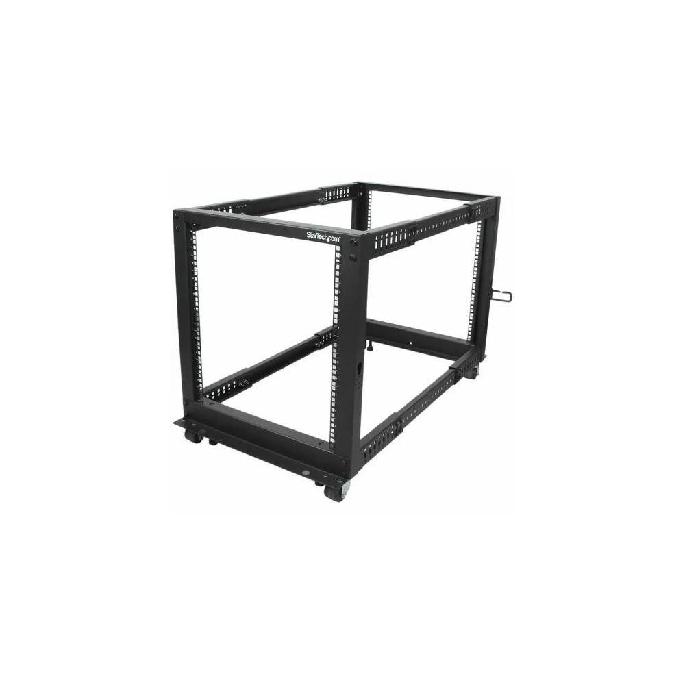 StarTech 4POSTRACK12U 4-Post 12U Mobile Open Frame Server Rack, 19" Network Rack with Casters, Rolling Rack for Computer/AV/Data/IT Equipment - 4-Post 12U open frame server rack for Data/IT equipment - 22-40in (56-101cm) Mounting Depth; 25in (64 - Image 1