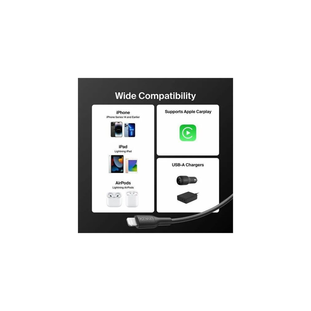 Belkin CAA019FQ3MBK BOOSTCHARGE USB-A-LTG CONNECTOR 3M - BLK - Image 7