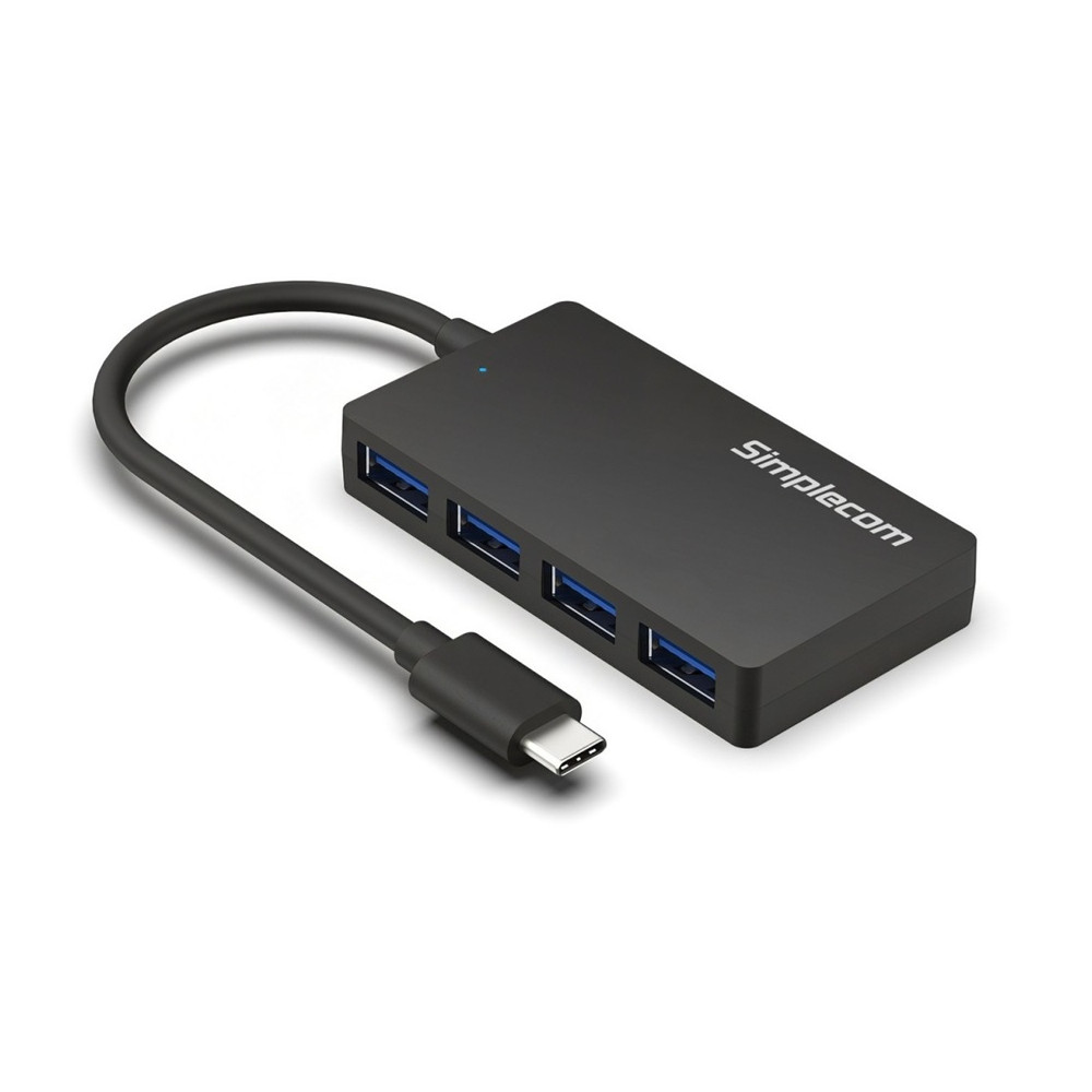 Simplecom CH350 SuperSpeed USB-C to 4xtUSB-A Hub USB 3.2 Gen1, 5Gbps, plug & play, bus-powered, ABS, 76×41×11mm, 35g, 15cm cable, Win/macOS compatibe - Image 1