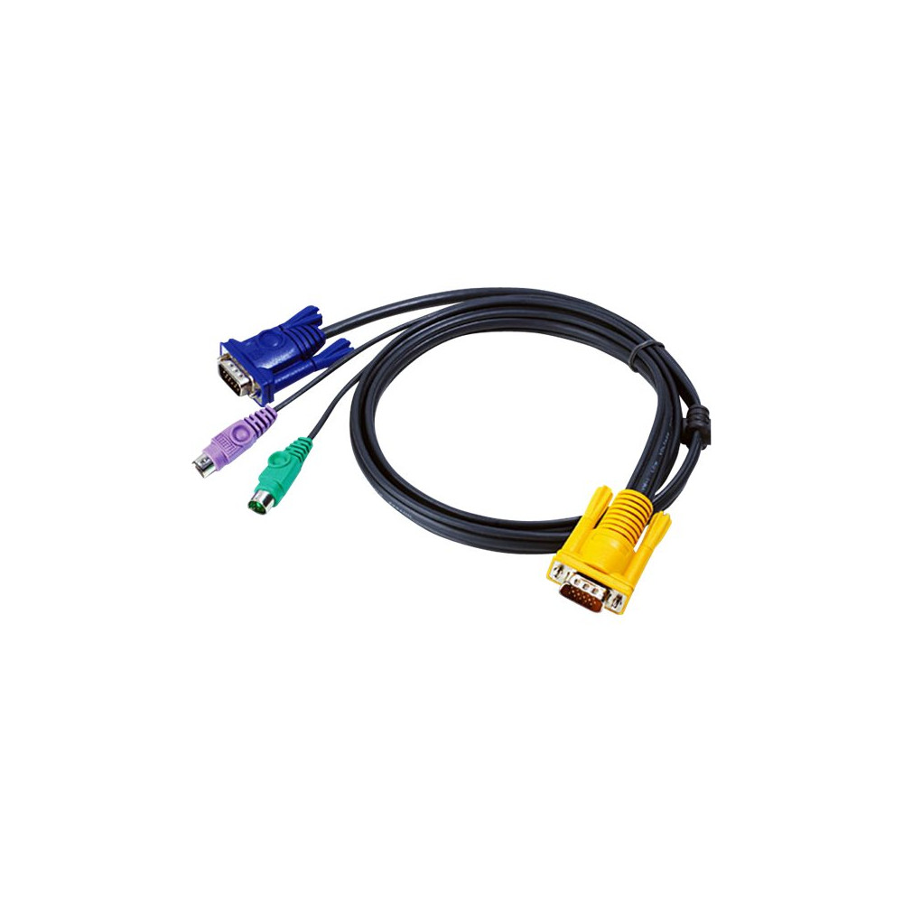 Aten 2L-5201P 1.2M 3IN1 VGA, PS/2 CONSOLE KVM SPLIT CABLE HDB-15M TO SPHD-15M - Image 1