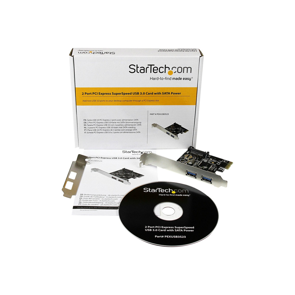 StarTech PEXUSB3S23 2 PORT PCIe USB 3.0 CARD, SATA POWER REQUIRED, LOW PROFILE, 2YR - Image 1