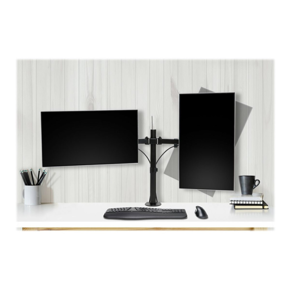 Kensington K55409WW DUAL MONITOR DESK MOUNT, UP TO 32" & 8KG, VESA 75x75, 100x100 - BLACK - Image 1