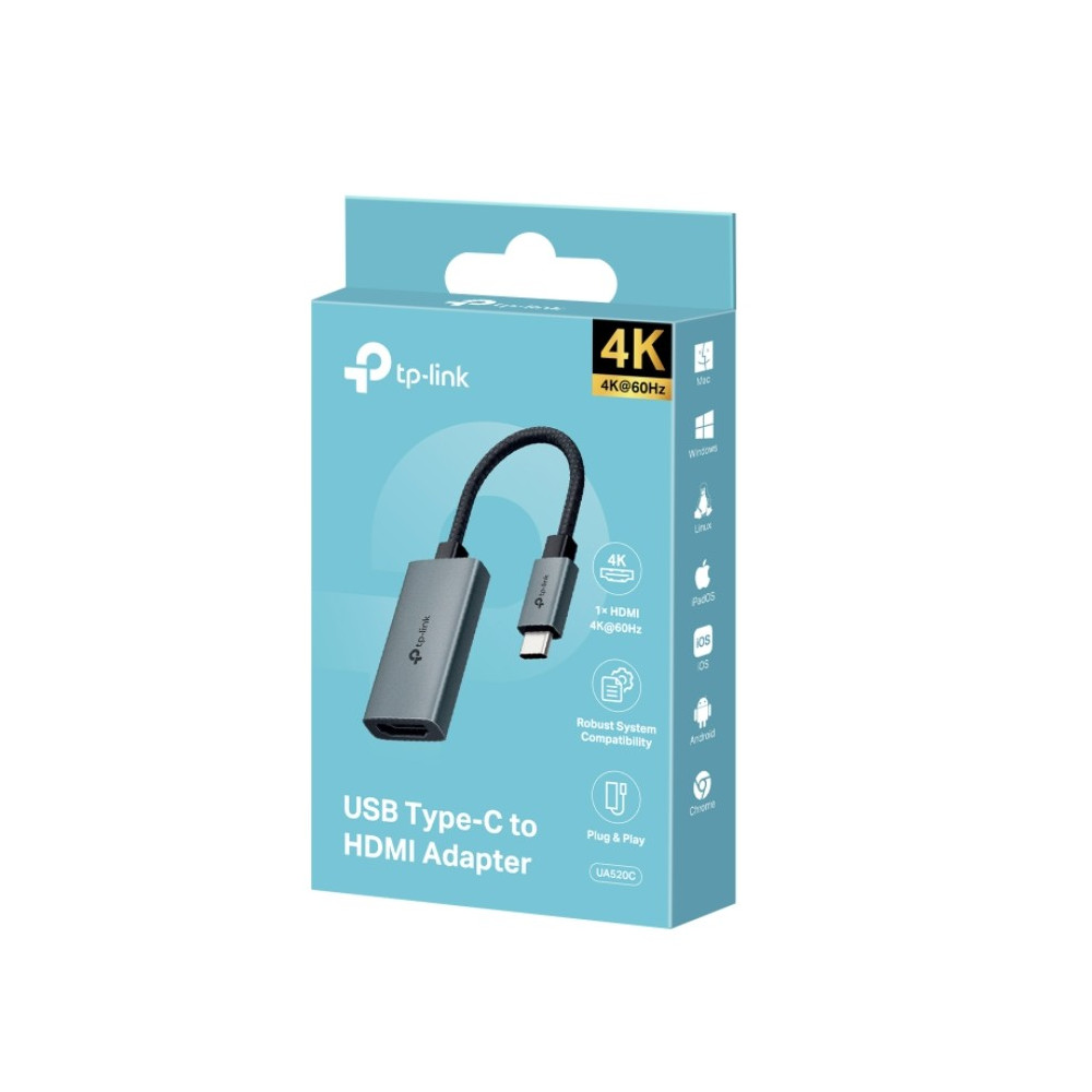 TP-LINK UA520C USB 3.0 TYPE-C TO HDMI ADAPTER, 4K@60Hz, BLACK - Image 1