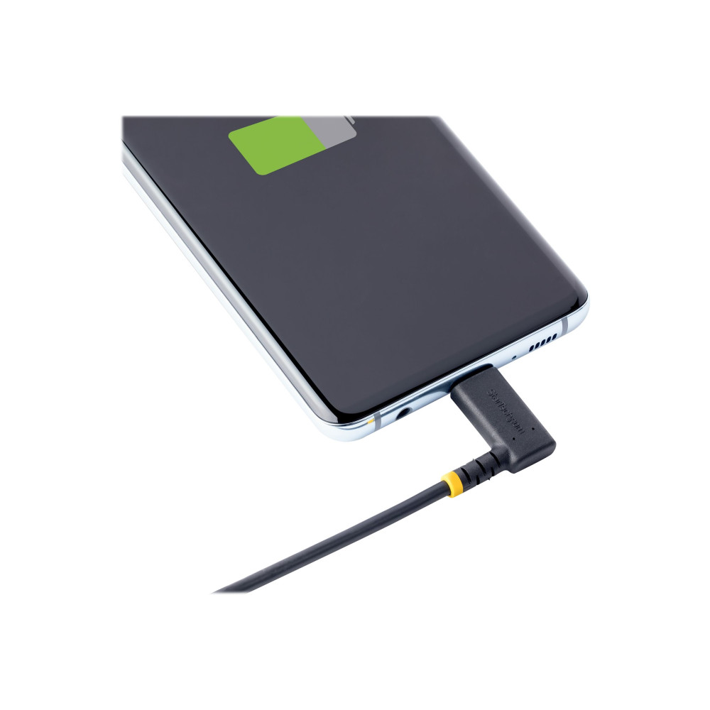 StarTech R2CCR-15C-USB-CABLE 6IN (15CM) USB-C FAST CHARGING CABLE, RUGGED, RIGHT-ANGLED, CHARGE & SYNC, 60 - Image 4
