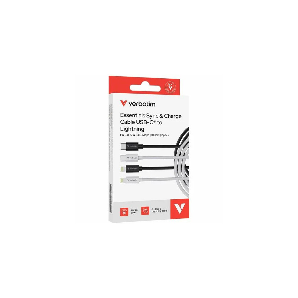 Verbatim 32392 CABLE USB-C TO LIGHTNING BLACK/WHITE 2PK - Image 4