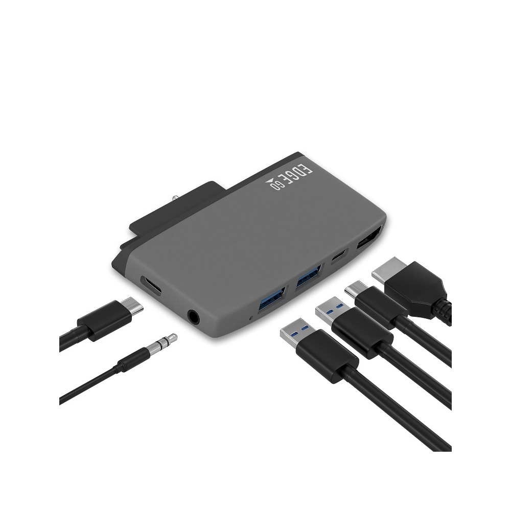 MBEAT MB-EGE-G59GRY Edge Go Multifunction USB- C Hub for Microsoft Surface Go （USB 3.0 Data x 2, USB-C Data x 1, HDMI, 3.5mm Audio, USB-C PD pass through - Image 1