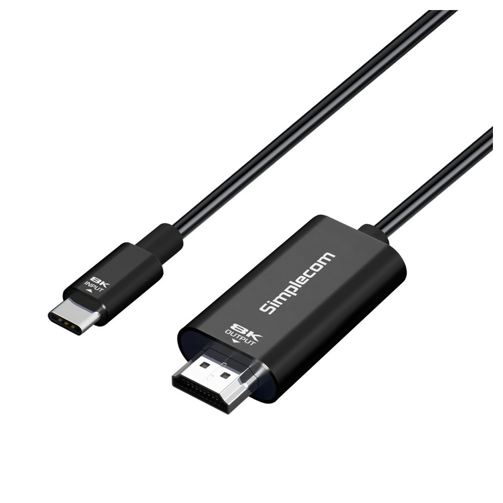 Simplecom DA324 USB-C to HDMI 2.1 Cable 2M, 8K@60Hz, DP1.4 Alt, HDCP1.4/2.3, HDR10, DSC1.1/1.2a, Audio LPCM/AC3/DTS/DTS-HD/Dolby MAT - Image 1