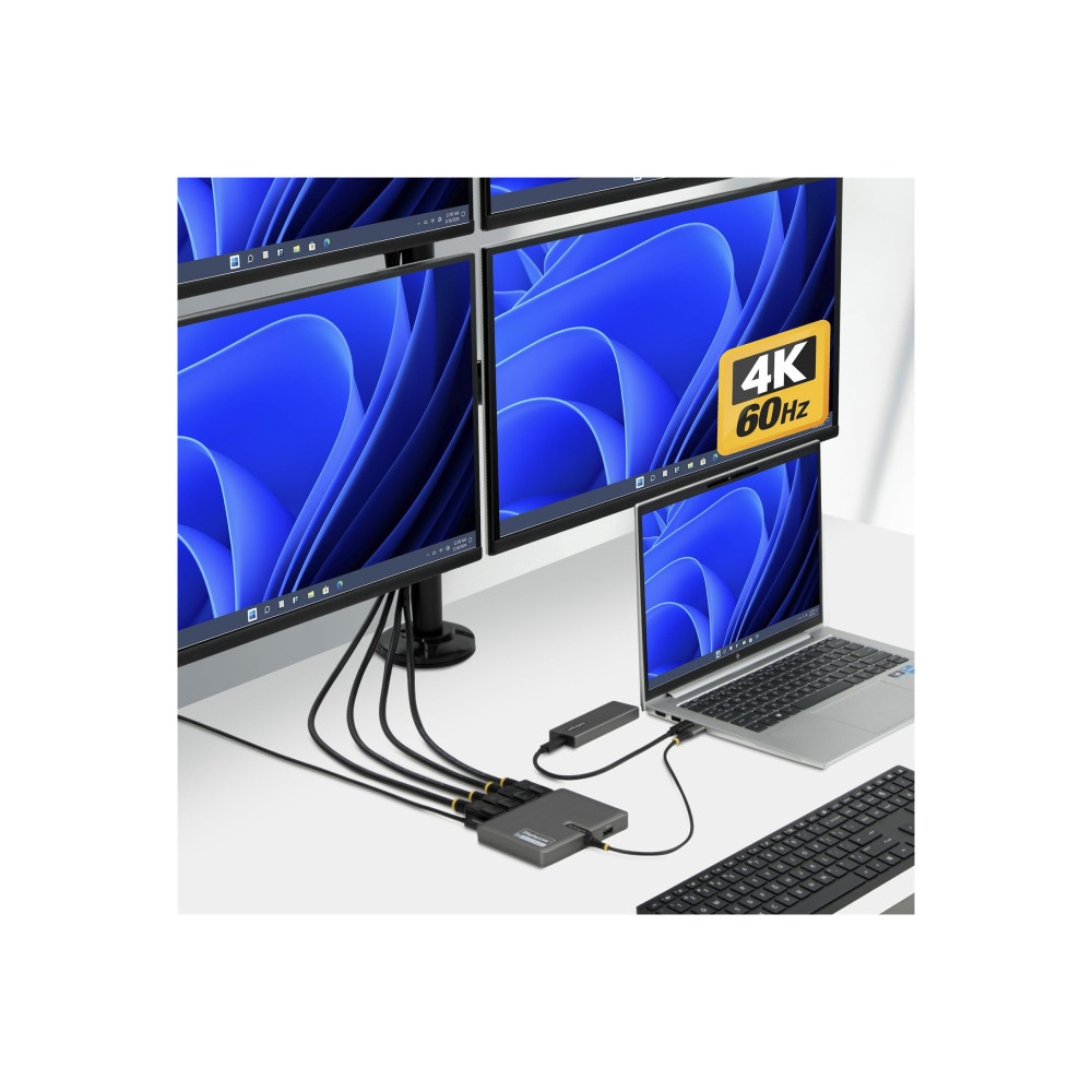 StarTech QUAD-USB-DP-ADAPT USB-C QUAD-MONITOR WORKSTATION ADAPTER 4K 60HZ DISPLAYPORT, 3 YR - Image 2