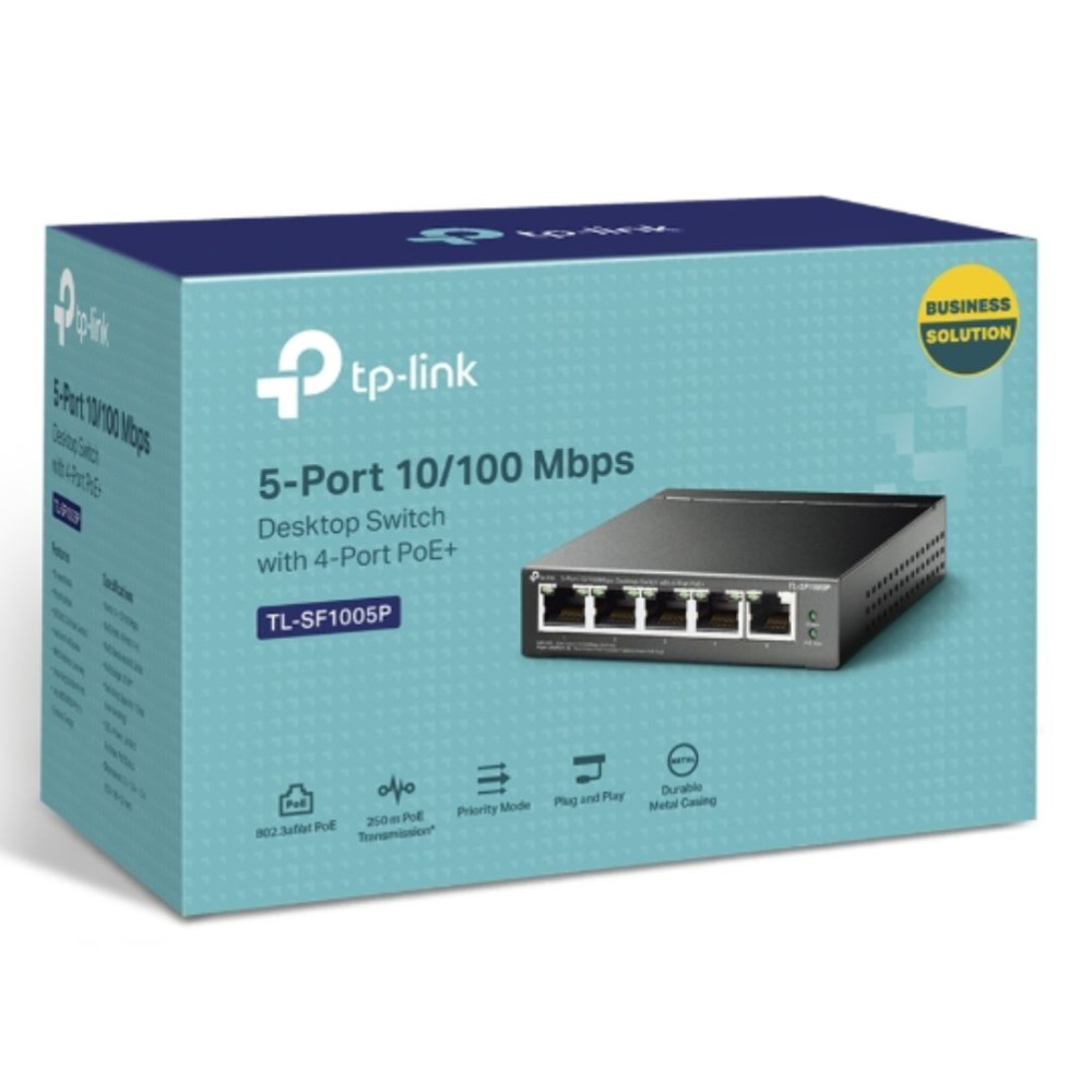 TP-LINK TL-SF1005P (CH) 5-Port 10/100Mbps Desktop Switch with 4-Port PoE 67W IEEE 802.3af compliant 1Gbps Switching - Image 1