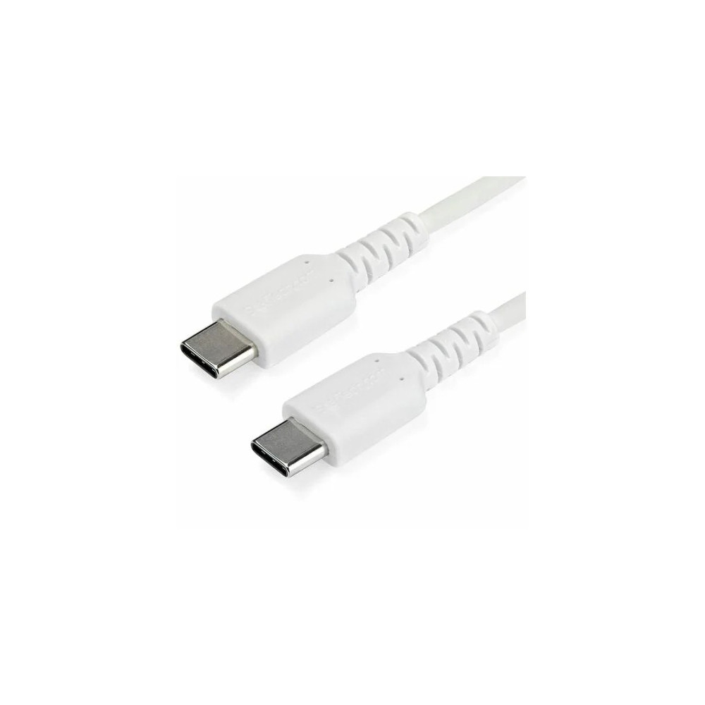StarTech RUSB2CC2MW 2m USB C Charging Cable - Durable Fast Charge & Sync USB 2.0 Type C to C Charger Cord - TPE Jacket Aramid Fiber M/M 60W White - Cable for Mobile Device, MacBook, iPad Pro - First End: 1 x 24-pin USB 2.0 Type C - Male - Second - Image 1