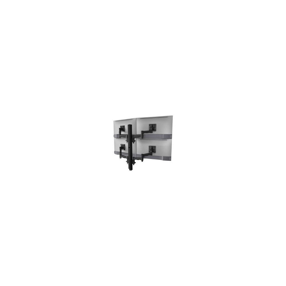 Atdec AWMS-4-4675-G-B Quad Monitor Mount on Tall Post - Grommet Clamp - Black - Image 1