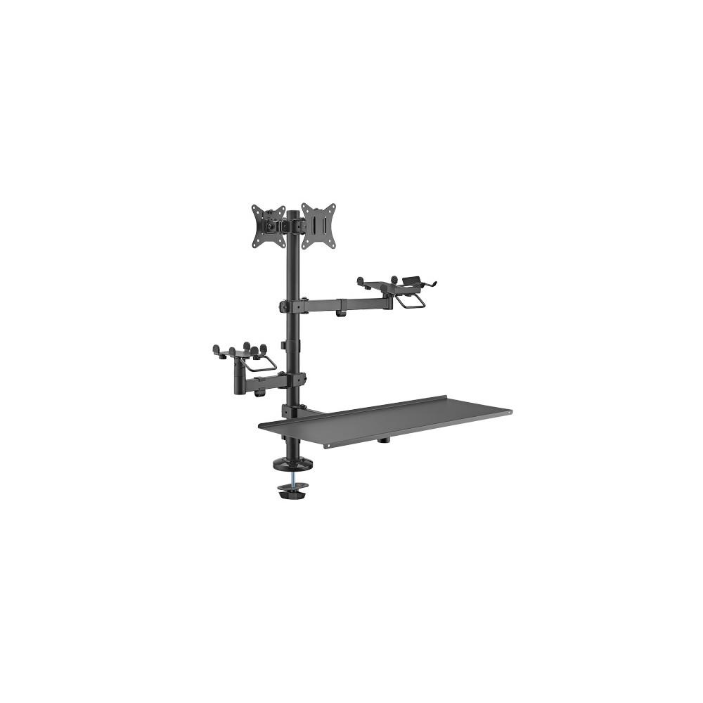 Brateck PMM-02LD POS Mounting Solution For Dual Screens (with keyboard tray), Fit Screen Size:17'-32'm, Weight Capacity (per screen): 9kg - Image 1