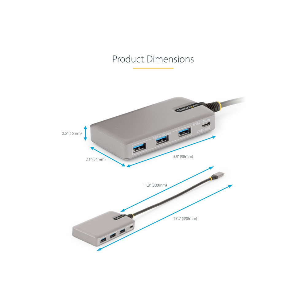 StarTech HB31C3A1CDPPD3 4-PORT USB-C 10GBPS HUB W/USB-C VIDEO OUTPUT, 3X USB-A/1XC, 100W PD, 2 YR - Image 5