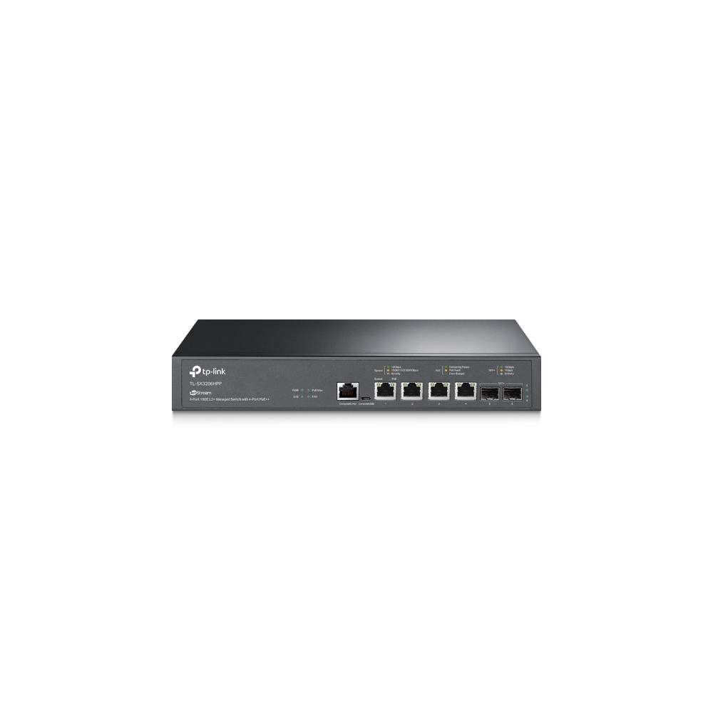 TP-LINK SX3206HPP OMADA 6-PORT MANAGED L2+ RACK SWITCH, POE++(4), 10G SFP+(2), 200W, 5YR - Image 1
