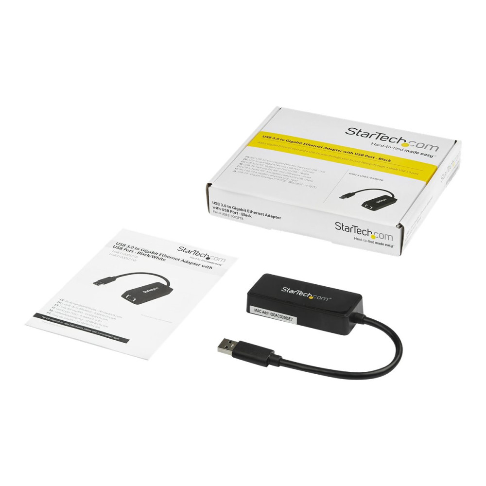 StarTech USB31000SPTB USB 3.0 TO GbE NIC NETWORK ADAPTER W/USB PORT 2YR - Image 6