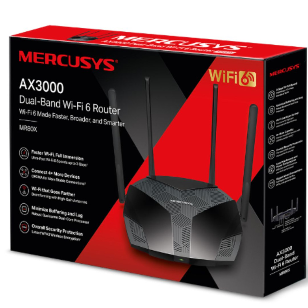 TP-LINK MR80X Mercusys AX3000 Dual-Band Wi-Fi 6 Router, Up to 3 Gbps ,MU-MIMO, OFDMA,WPA3 - Image 1