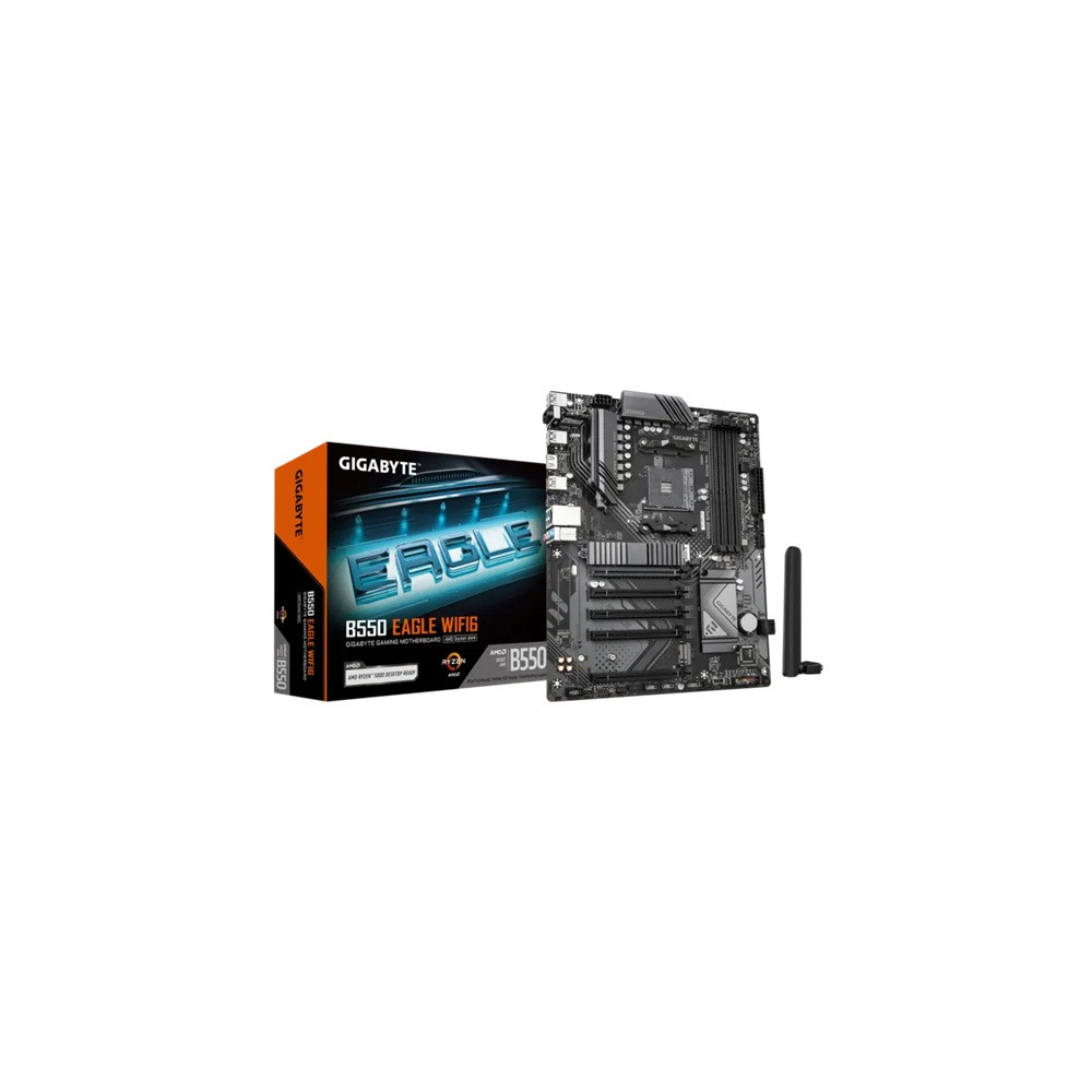 Gigabyte B550 EAGLE WIFI6 AMD ATX motherboard with AM4 support, Ryzen 3000–5000 CPUs, DDR4 up to 128GB, PCIe 4.0, dual M.2, Wi-Fi 6, Bluetooth 5.3 HDMI 2.1 - Image 1