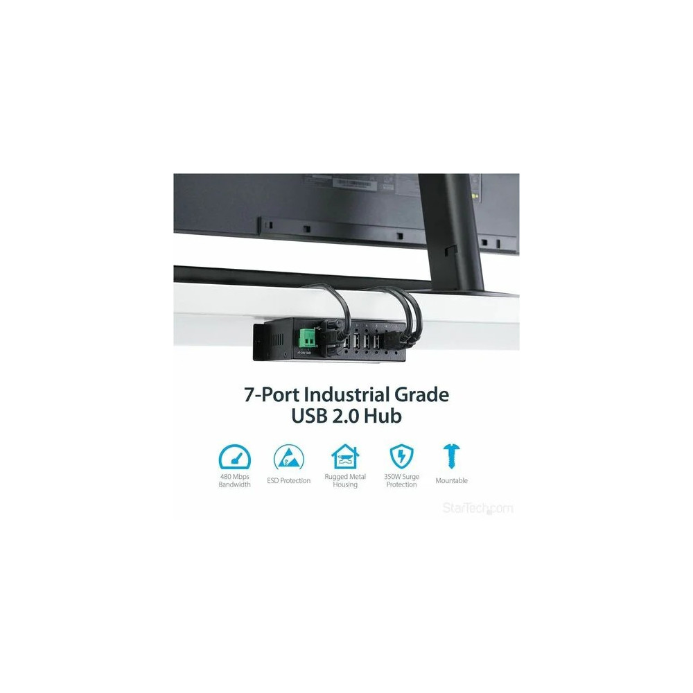 StarTech ST7200USBM USB Hub - USB Type B - External - Black - TAA Compliant - 7 Total USB Port(s) - 7 USB 2.0 Port(s) - PC, Mac - Image 3