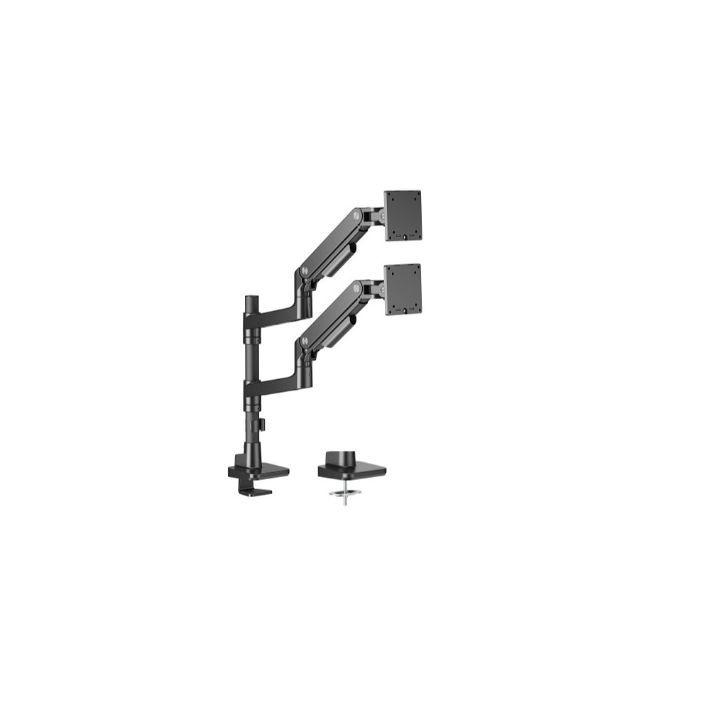 Brateck LDT81-C024P-B Noteworthy Pole-Mounted Heavy-Duty Gas Spring Dual Monitor Arm Fit Most 17'-49' Monitor Fine Texture Black - Image 1