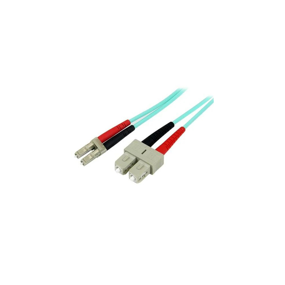 StarTech A50FBLCSC1 1m (3ft) LC/UPC to SC/UPC OM3 Multimode Fiber Optic Cable, Full Duplex 50/125 Zipcord, 100G, LSZH Fiber Jumper Cord - 1m (3.3ft) OM3 Multimode LC/SC-UPC Fiber Cable; 1/10/40/100 Gbps Full Duplex; 50/125um Core w/ Aramid Sheat - Image 2