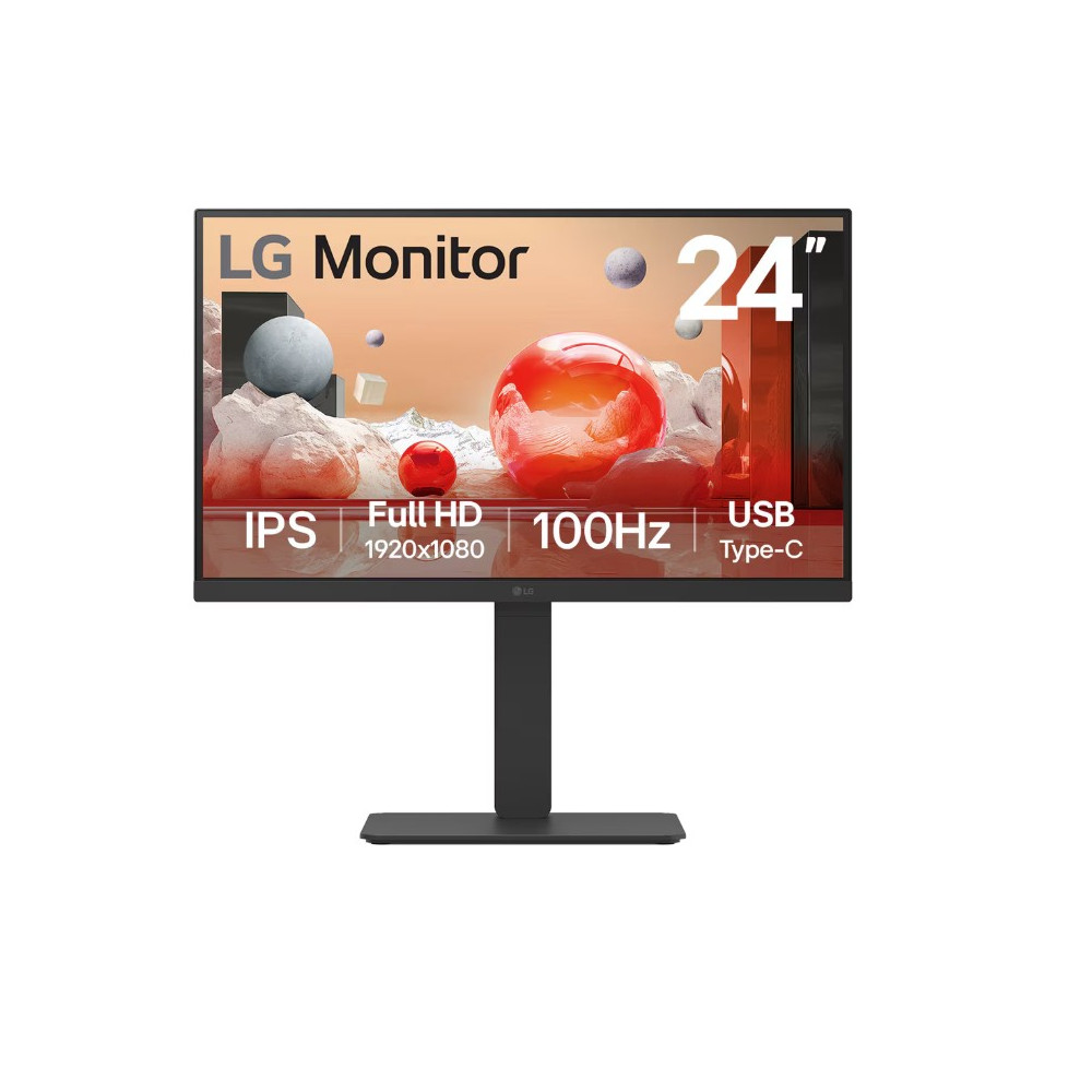 LG 24BA750-B 24' Full HD IPS 100Hz Monitor, 1920x1080, Built-in Power&Speaker, USB-C 65W PD, RJ45, sRGB 99%, 5ms, 16:9, versatile stand Tilt/Height/Swivel/Pivot - Image 1