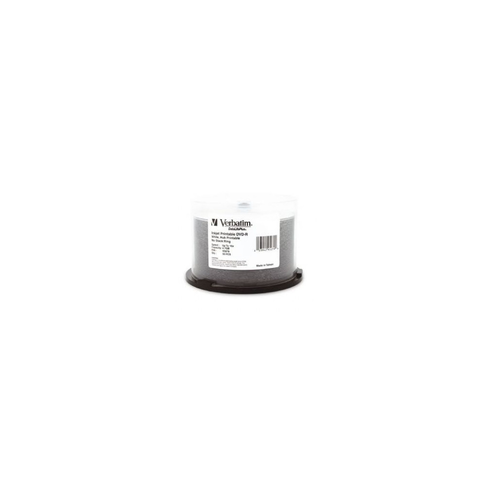 Verbatim 95079 DVD-R 4.7GB 50Pk White Wide Inkjet 16x - Image 1