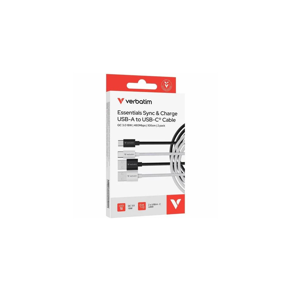 Verbatim 32393 CABLE USB-C TO USB-A BLACK/WHITE 2PK - Image 3