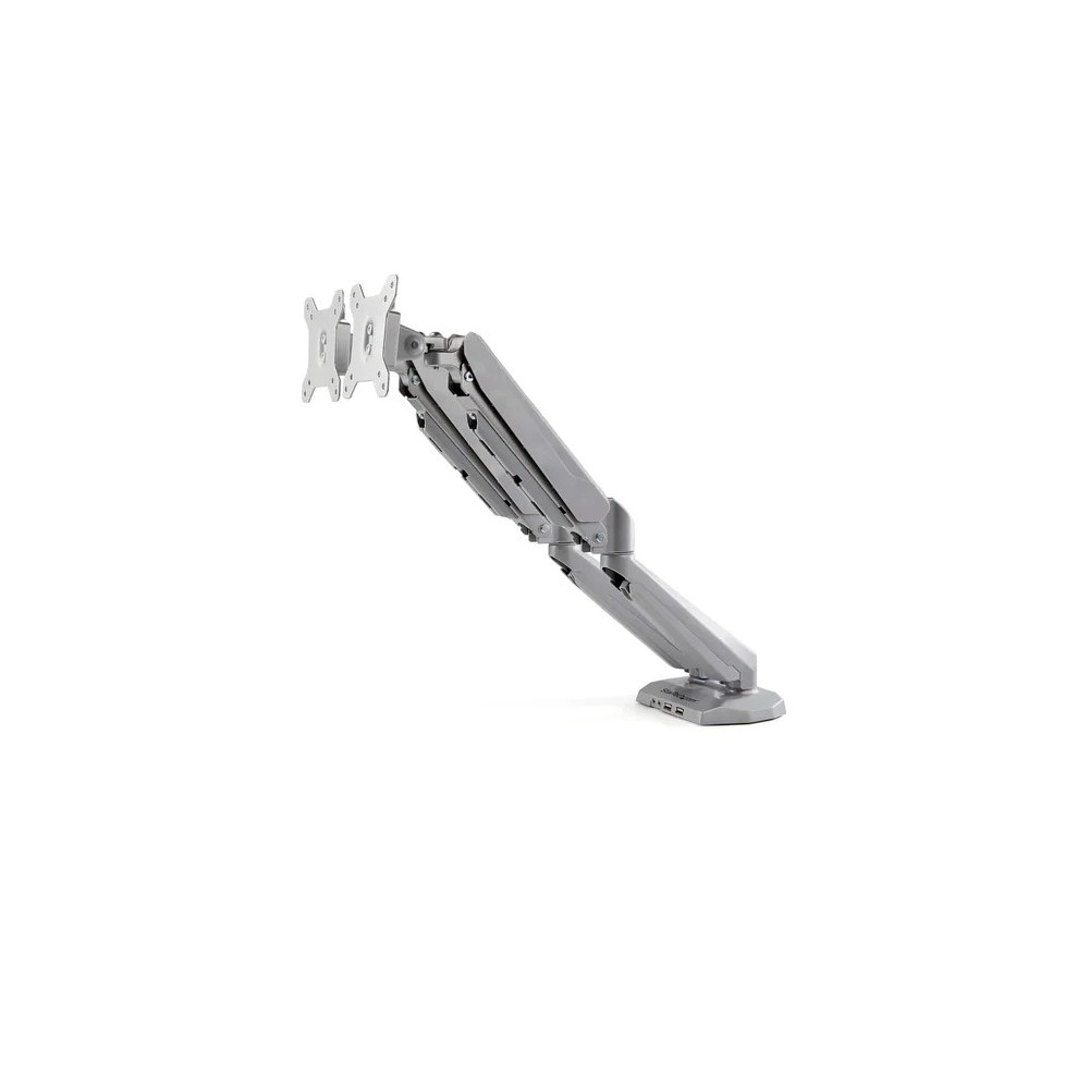 StarTech ARMSLIMDUOS Desk Mount Dual Monitor Arm with USB & 3.5mm Audio, Desk Clamp Ergonomic VESA Mount for up to 32" (17.6lb/8kg) Displays - Height Adjustable - 2 Display(s) Supported - 38.1 cm to 81.3 cm (32") Screen Support - 15.97 kg Load C - Image 2