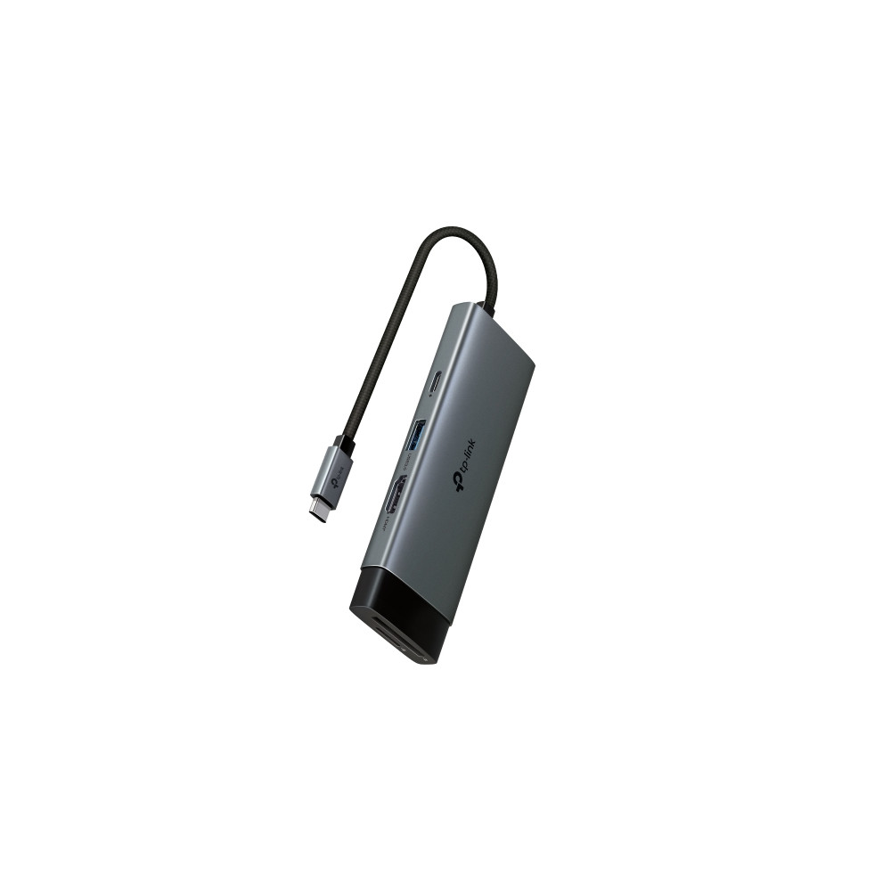 TP-LINK UH7021C USB Type-C 7-in-1 Hub, 4K@60Hz HDMI, SD & microSD UHS-I, 100W Power Delivery, 3× USB-A Data Ports. - Image 1