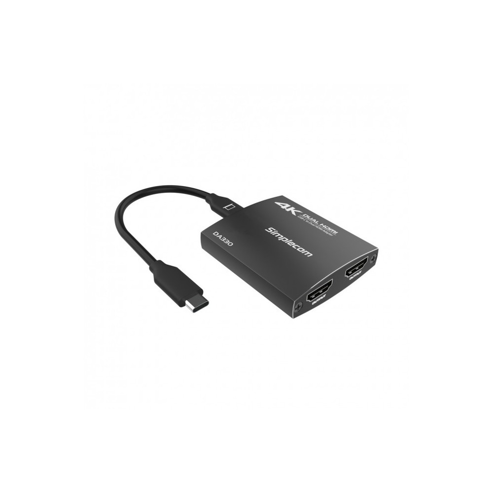 Simplecom DA330 USB-C to Dual HDMI MST Adapter 4K@60Hz with PD and Audio Out - Image 1