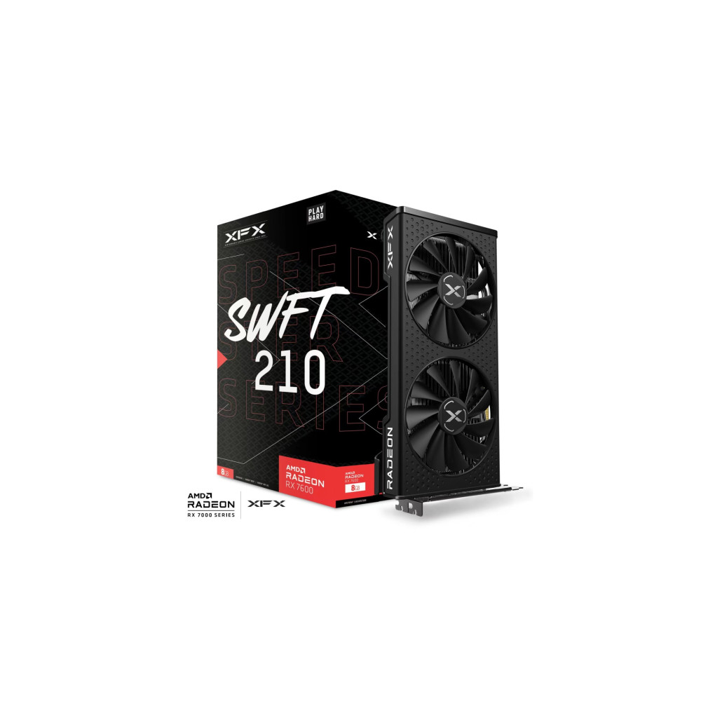 XFX RX-76PSWFTFY Speedster SWFT210 AMD Radeon RX 7600 Core Gaming Graphics Card with 8GB GDDR6 HDMI 3xDP, AMD RDNA™ 3 - Image 1