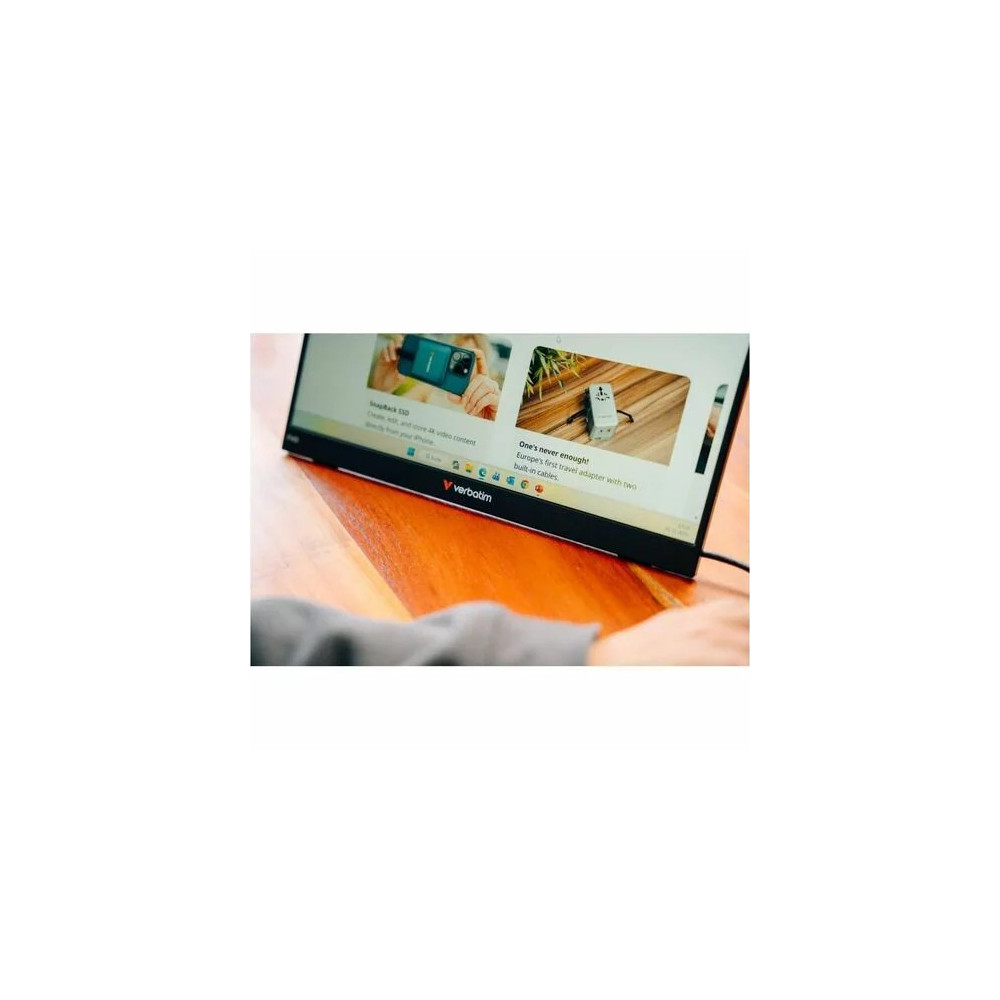 Verbatim 32407 LIGHT 16" Class LCD Touchscreen Monitor - 16:9 - 10 ms - 15.6" Viewable - Capacitive - 10 Point(s) Multi-touch Screen - 1920 x 1080 - Full HD - In-plane Switching (IPS) Technology - 250 cd/m² - Speakers - HDMI - USB - USB Type-C