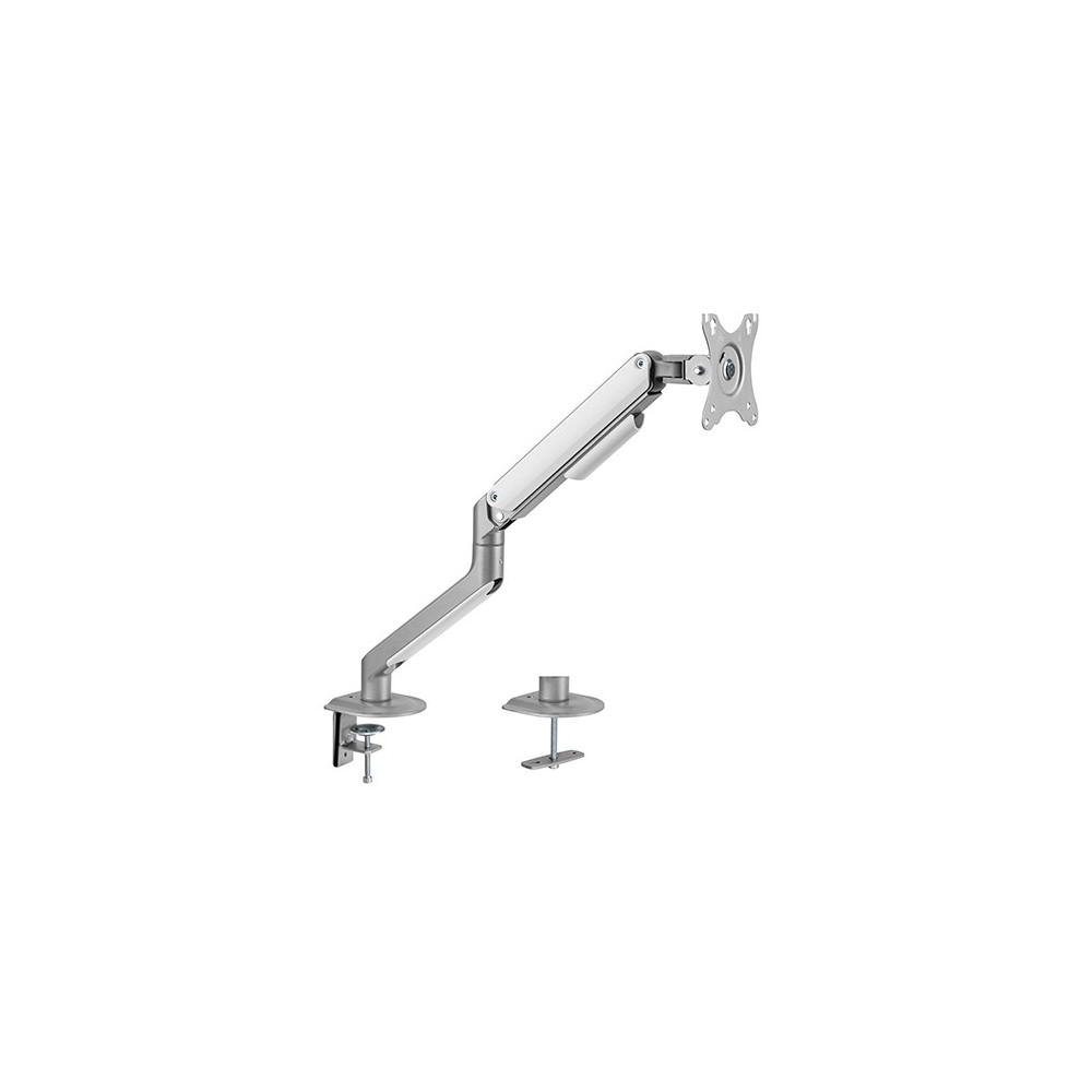 Brateck LDT63-C012-S Single Monitor Economical Spring-Assisted Monitor Arm Fit Most 17'-32' Monitors, Up to 9kg per screen VESA 75x75/100x100 Matte Silver - Image 1