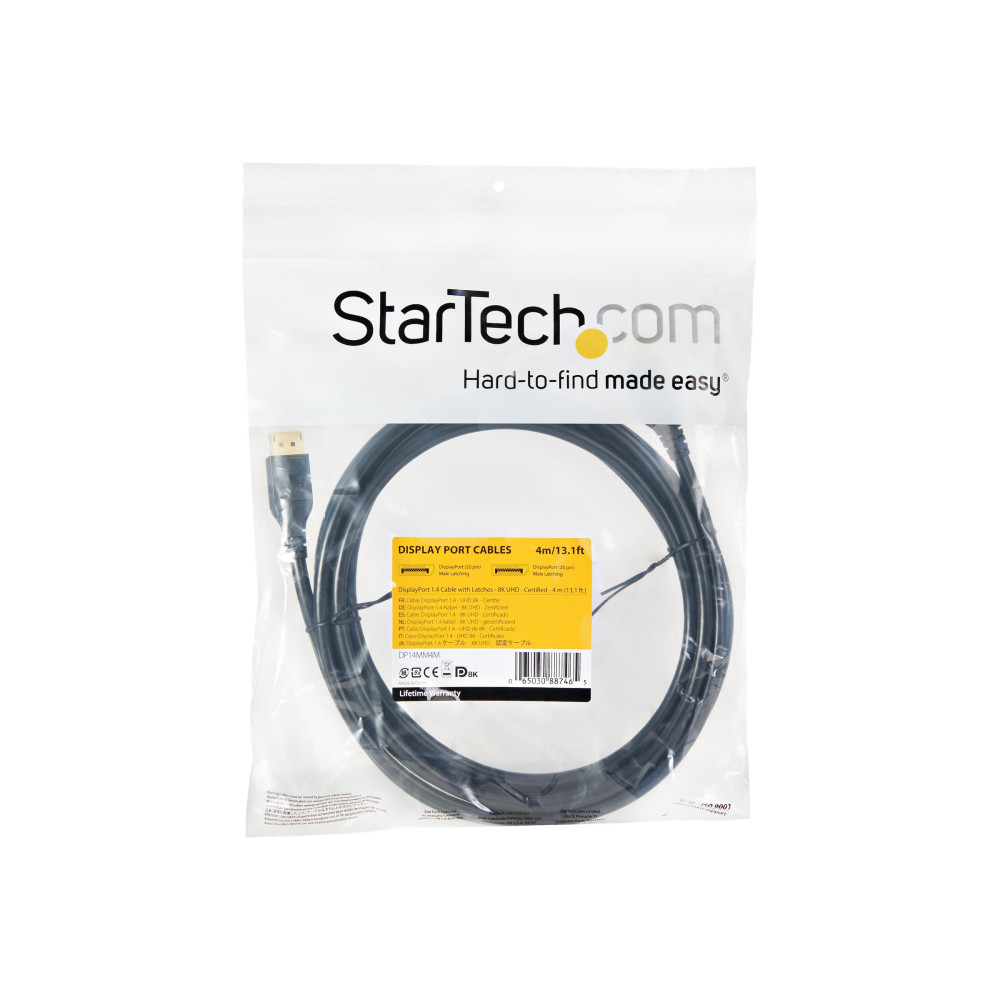 StarTech DP14MM4M 4M DISPLAY 1.4 CABLE, 8K 60HZ, UHD 4K 120HZ, HDR, VESA CERTIFIED, BLACK, LTW - Image 1