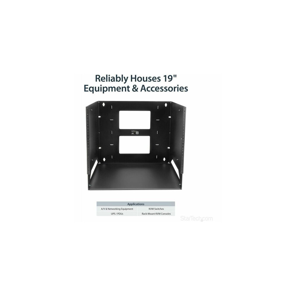 StarTech WALLSHELF8U 2 POST 8U OPEN FRAME WALL MOUNT NETWORK RACK, BUILT-IN SHELF, LTW - Image 5