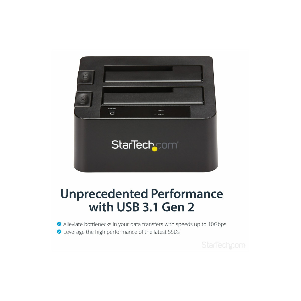 StarTech SDOCK2U313 USB 3.1 (10GBPS) DUAL-BAY DOCK FOR 2.5"/3.5" SATA DRIVES 2YR - Image 1