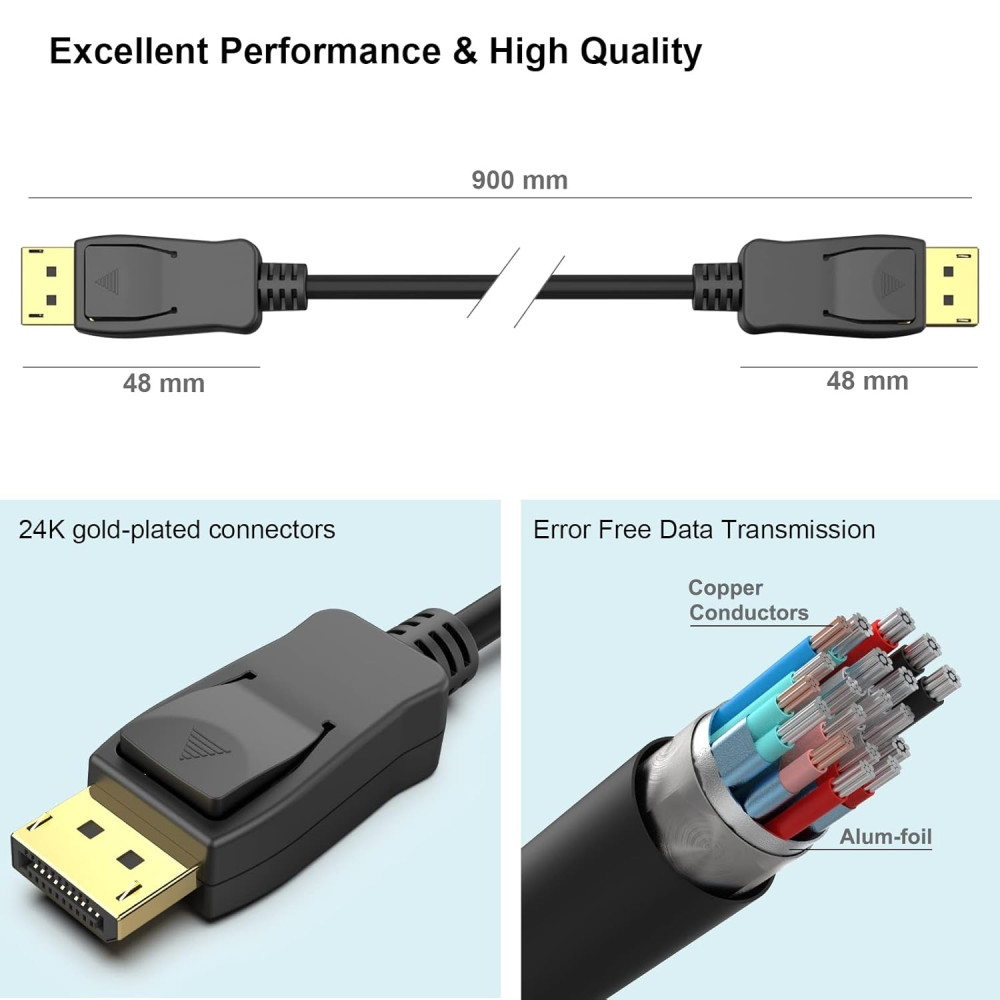 BENFEI 6971785941281 000279BK DP to DP Male to Male Cable 0.9M - Image 6