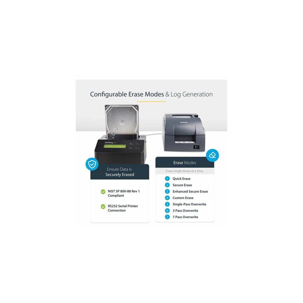 StarTech SDOCK1EU3P SINGLE BAY HARD DRIVE ERASER, STANDALONE HDD/SSD SANITIZER, USB 3.0 TO SATA II (3 - Image 6
