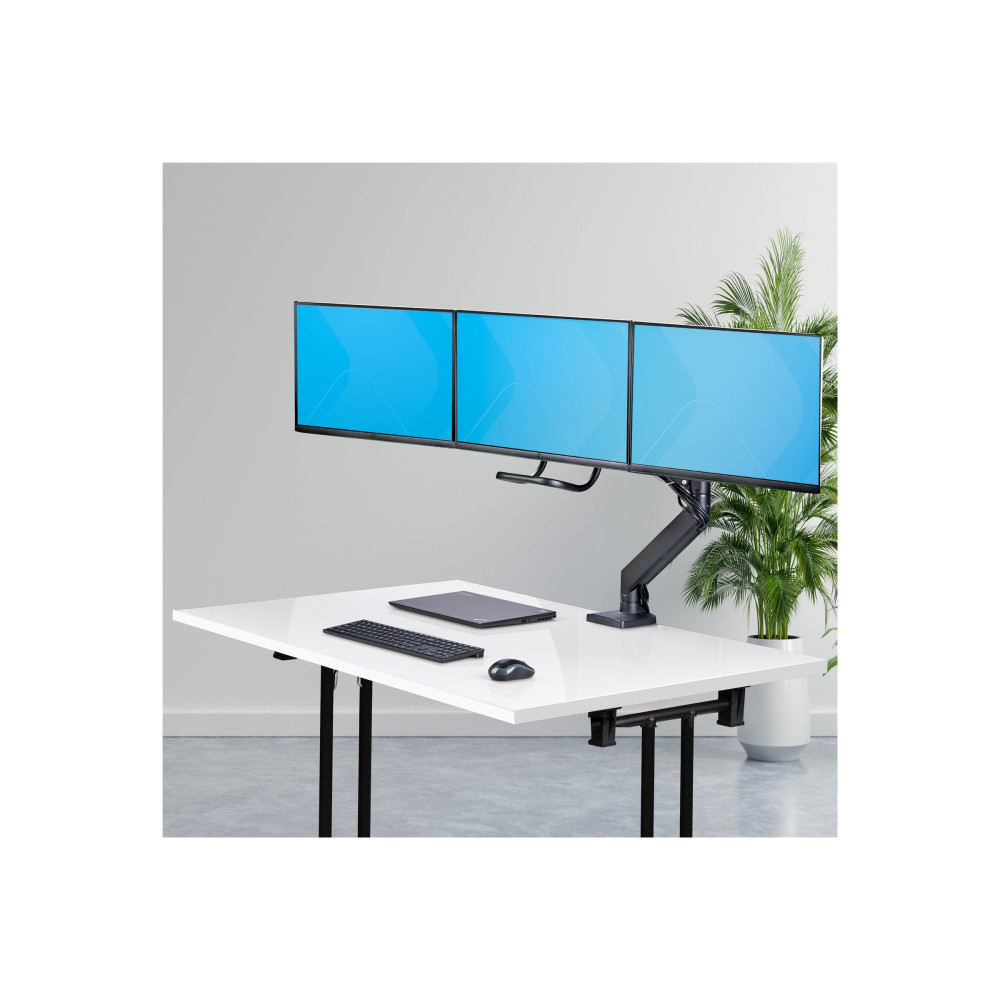 StarTech 3M1A3SG-MONITOR-ARM CROSSBAR TRIPLE MONITOR DESK MOUNT - UP TO THREE 27" MONITORS, VESA, 5YR - Image 3