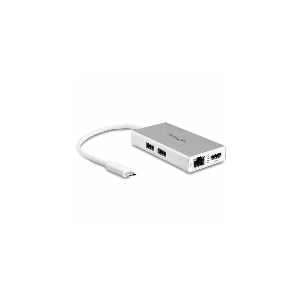 StarTech DKT30CHPDW USB Type C Docking Station for Notebook - 60 W Power Supply - Silver, White - 1 Displays Supported - 4K - 4096 x 2160, 3840 x 2160 - 2 x USB Ports - 2 x USB 3.0 - 2 x USB Type-A Ports - USB Type-A - USB Type-C - Network (RJ-4 - Image 2